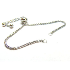 Bracelet Ajustable, Réglable Intercalaire 22cm maille Paloma, Acier Inoxydable 304 finition Argenté