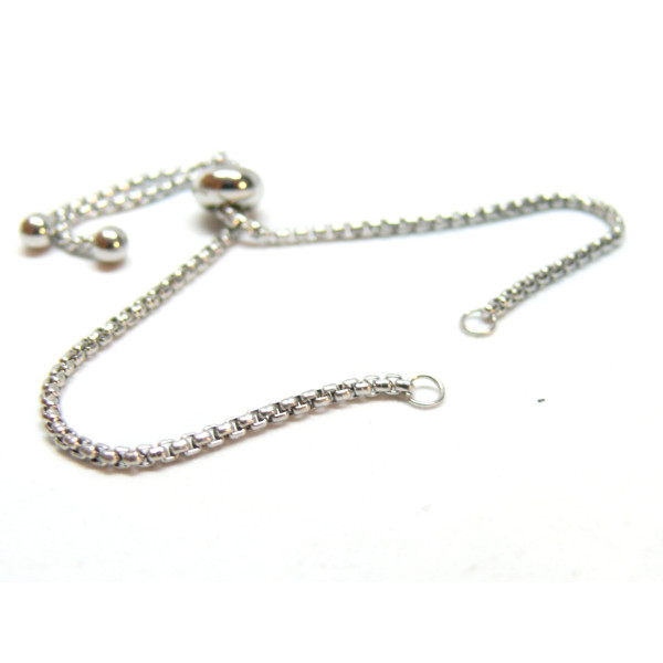 Bracelet Ajustable, Réglable Intercalaire 22cm maille Paloma, Acier Inoxydable 304 finition Argenté