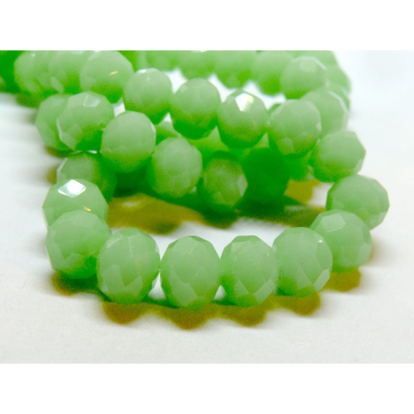 Perles Rondelles 10 par 8mm, Verre Facettée coloris Vert pastel