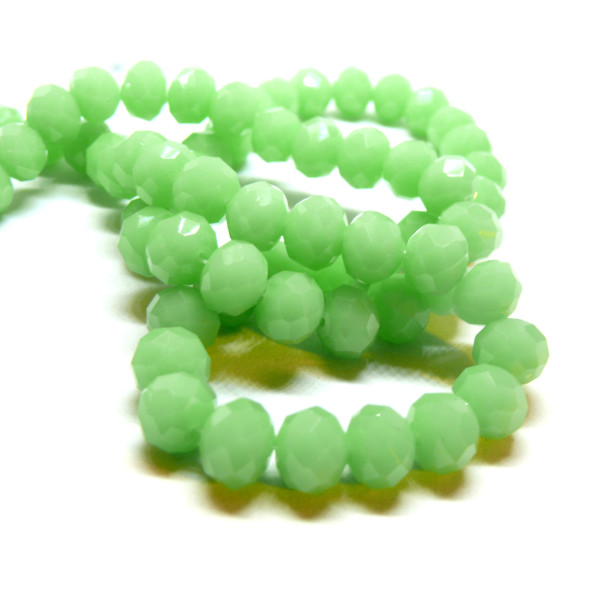 Perles Rondelles 10 par 8mm, Verre Facettée coloris Vert pastel