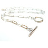 Collier 45cm, maille Ovale 10 par 3.5mm, avec fermeture T-Toggle, Acier Inoxydable 304 finition Argenté