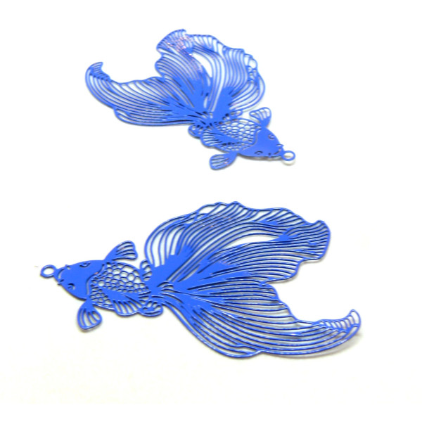 Estampes filigrane, Poissons de Combat 50 mm, Acier Inoxydable coloris Bleu indigo