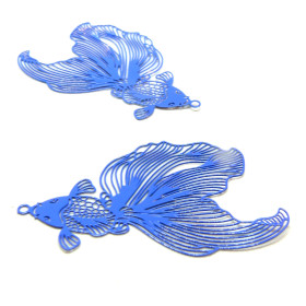 Estampes filigrane, Poissons de Combat 50 mm, Acier Inoxydable coloris Bleu indigo