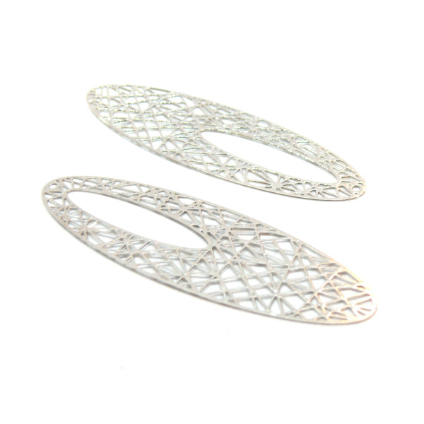 Estampes, Pendentifs Ovale 70mm, laiton finition Argent Platine