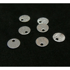 Pendentifs, Médaillon style Striée 6 mm, Laiton finition Argent 925