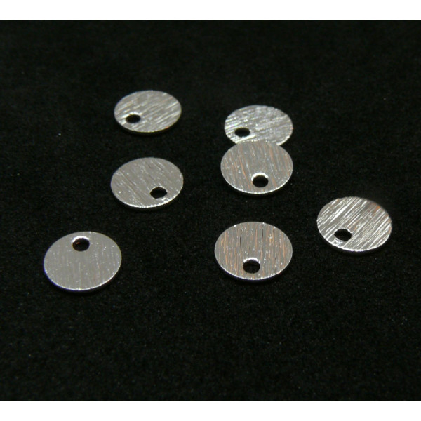 Pendentifs, Médaillon style Striée 6 mm, Laiton finition Argent 925