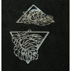 Estampes Triangle à feuilles 32mm,  ACIER INOXYDABLE finition Argent Platine