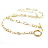 Collier 45cm, maille Ovale 10 par 3.5mm, avec fermeture T-Toggle, Acier Inoxydable 304 finition Doré