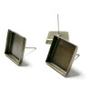Supports de Boucles d'oreille PUCE, Clous carré 12mm, laiton coloris Bronze