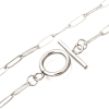 Collier 45cm, maille Ovale 10 par 3.5mm, avec fermeture T-Toggle, Acier Inoxydable 304 finition Argenté