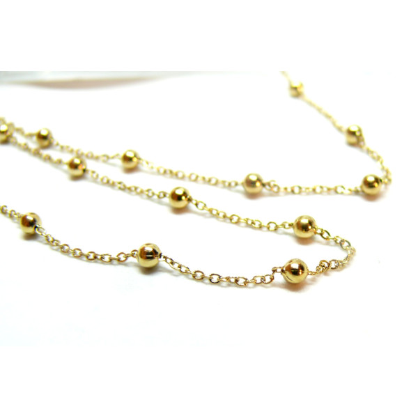 Chaine, maille bille 3mm, Acier Inoxydable 304, finition Doré, Placage IONIQUE