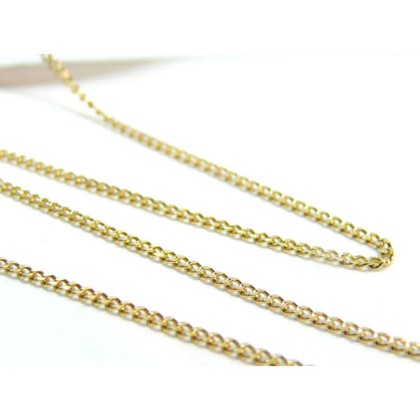 Chaine Maille Gourmette 1.5 par 1mm, Acier Inoxydable 304,  Doré à l'or fin 18K placage IONIQUE