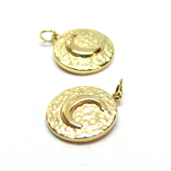 Pendentif avec anneau, Médaillon avec lune 12mm, Acier Inoxydable 316L, finition Doré , Placage IONIQUE