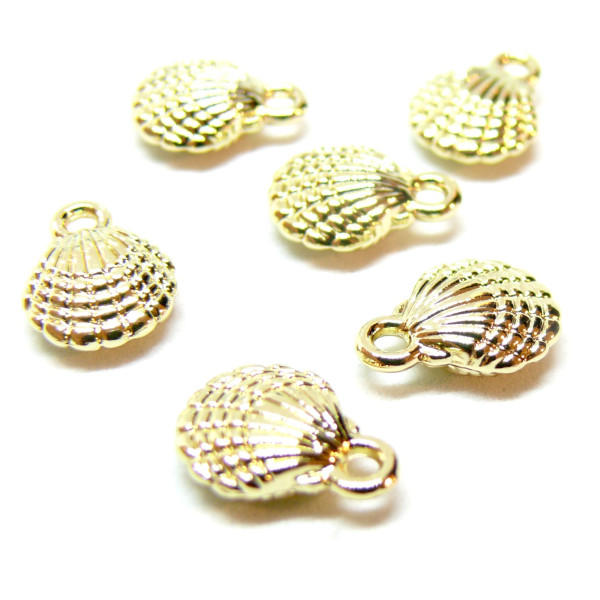 Pendentifs Coquille Saint Jacques 3D, Laiton, finition Doré à l'or fin 14K