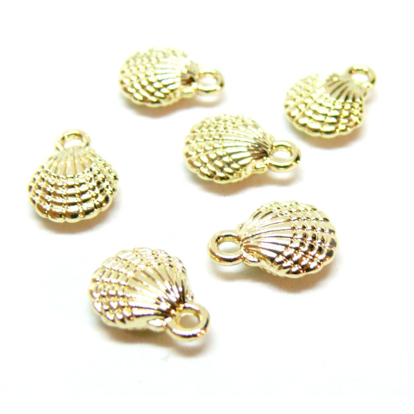Pendentifs Coquille Saint Jacques 3D, Laiton, finition Doré à l'or fin 14K