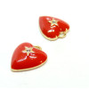Pendentifs, Coeur avec strass résine emaillé ROUGE, Laiton, finition Doré à l'or fin 18K