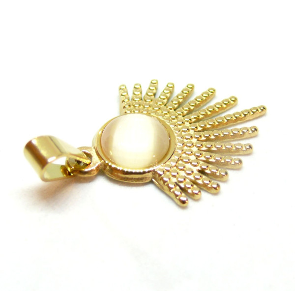 Pendentif, Eventail avec Oeil de Chat, Acier Inoxydable 304, Placage IONIQUE