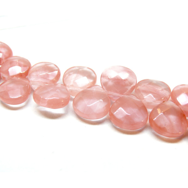 Perles forme Goutte 13 par 6mm, trou transversale Quartz Cerise