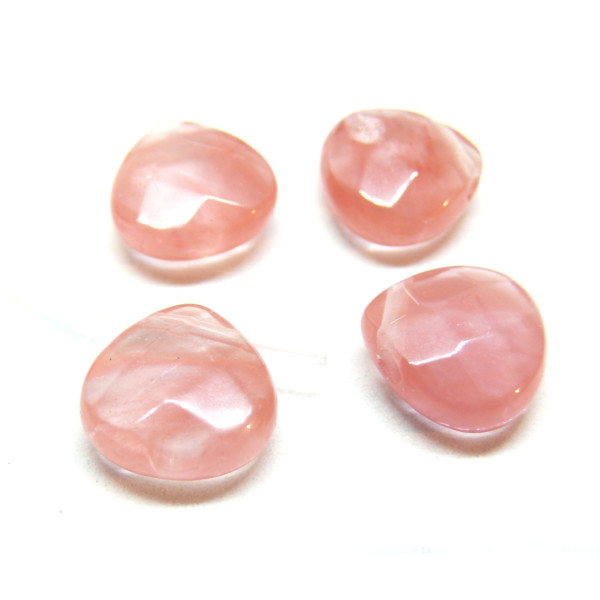 Perles forme Goutte 13 par 6mm, trou transversale Quartz Cerise