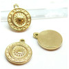 Pendentif Médaillon Soleil 15mm, Acier Inoxydable 304, finition Doré