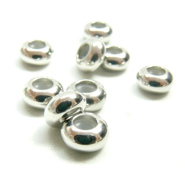 H11T0106 PAX 6 Perles stoppeur 6 par 3mm, Acier Inoxydable finition Argenté