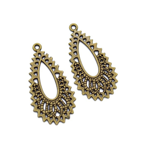 Pendentifs, Goutte ARABESQUE, laiton finition Bronze