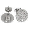 Boucles d'oreilles, Puces Travaillées 12mm avec trou et embouts poussoirs, Acier Inoxydable 304, finition ARGENT