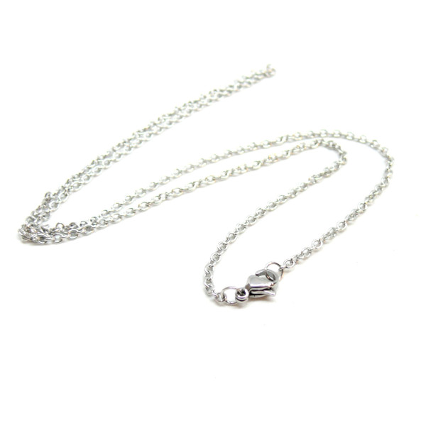 Colliers 45 cm maille 2.5 par 0.5 mm, Acier Inoxydable 304 finition Argenté