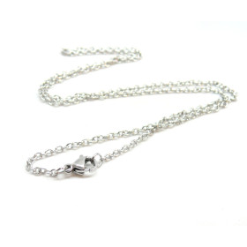 Colliers 45 cm maille 2.5 par 0.5 mm, Acier Inoxydable 304 finition Argenté