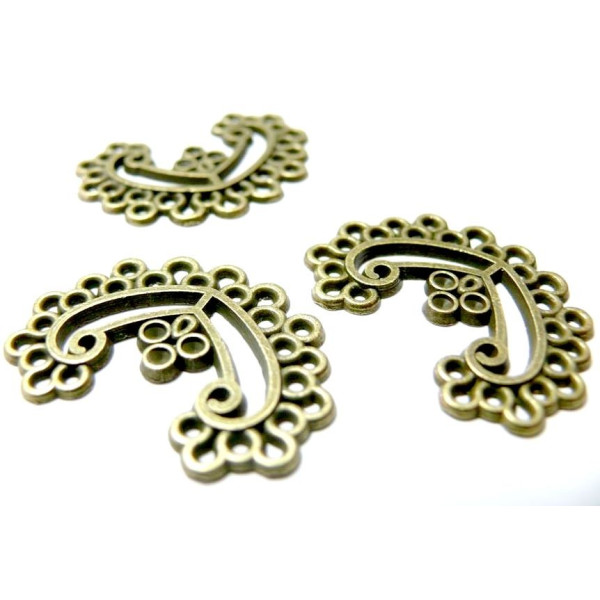 Pendentifs, muti connecteurs Volutes retro, laiton finition Bronze