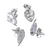 Boucles d'oreilles, Puces Gouttes martelées 12 par 9mm avec trou et embouts poussoirs, Acier Inoxydable 304, finition ARGENT