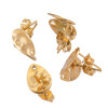 Boucles d'oreilles, Puces Gouttes martelées 12 par 9mm avec trou et embouts poussoirs, Acier Inoxydable 304, finition DORE