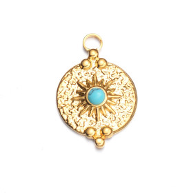 Pendentif, Boho Chic 25 par 16mm, , Acier Inoxydable 304 finition Doré