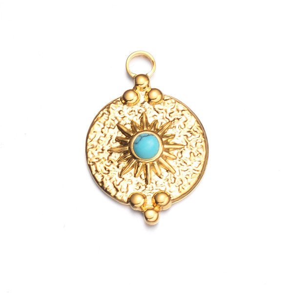 Pendentif, Boho Chic 25 par 16mm, , Acier Inoxydable 304 finition Doré