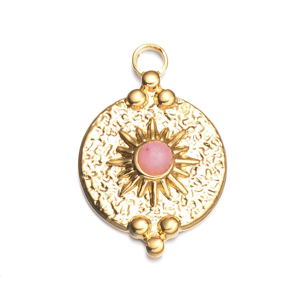 Pendentif, Boho Chic 25 par 16mm, Acier Inoxydable 304 finition Doré