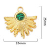 Pendentif, Demi Soleil, Eventail 25 mm, Acier Inoxydable 304 finition Doré et imitation malachite
