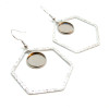 Supports de Boucles d'oreille 12 mm , avec Crochet et Hexagone, Acier Inoxydable 304, finition ARGENT