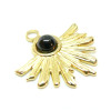 Pendentif, Demi Soleil, Eventail 25 mm, Acier Inoxydable 304 finition Doré et Pierre Noire