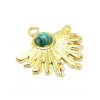 Pendentif, Demi Soleil, Eventail 25 mm, Acier Inoxydable 304 finition Doré et imitation malachite