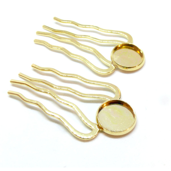 Supports de Peignes à Cheveux Rétro 25x51 mm – Pour Cabochon 12 mm – Finition Dorée