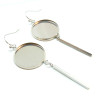 Supports de Boucles d'oreille 18 mm avec Crochet et Tige, Acier Inoxydable 304, finition ARGENT