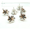 Boucles d'oreilles, Puces forme FLEUR 10m avec anneau d'attache et embouts poussoirs, Acier Inoxydable 304, finition ARGENT