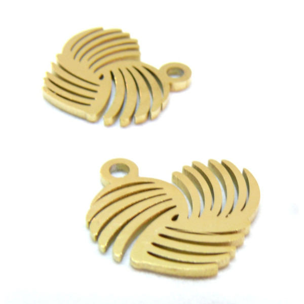 Pendentifs Coeur 14 mm, Acier Inoxydable 304 finition Doré