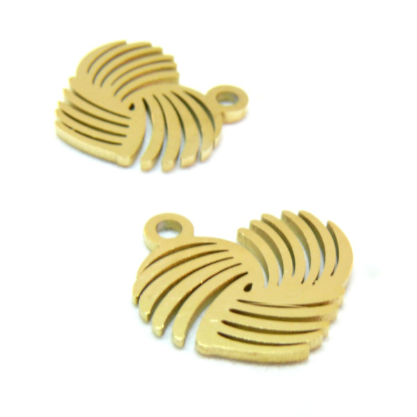 Pendentifs Coeur 14 mm, Acier Inoxydable 304 finition Doré