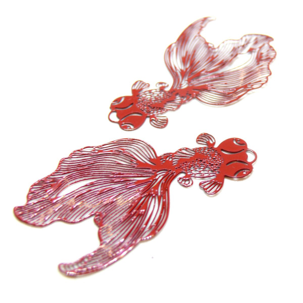 Estampes filigrane, Poissons Japonais 48mm, Acier Inoxydable coloris Rouge