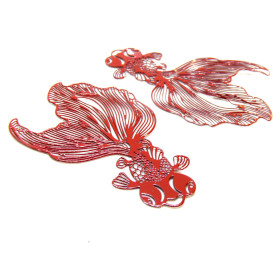Estampes filigrane, Poissons Japonais 48mm, Acier Inoxydable coloris Rouge