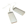 Supports de Boucles d'oreille Rectangle 10 par 25 mm, avec Crochet , Acier Inoxydable 304, finition ARGENT