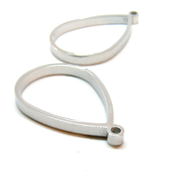 Pendentif forme Géométrique, Goutte, Acier Inoxydable 304 finition Argenté, pour inclusion Résine....