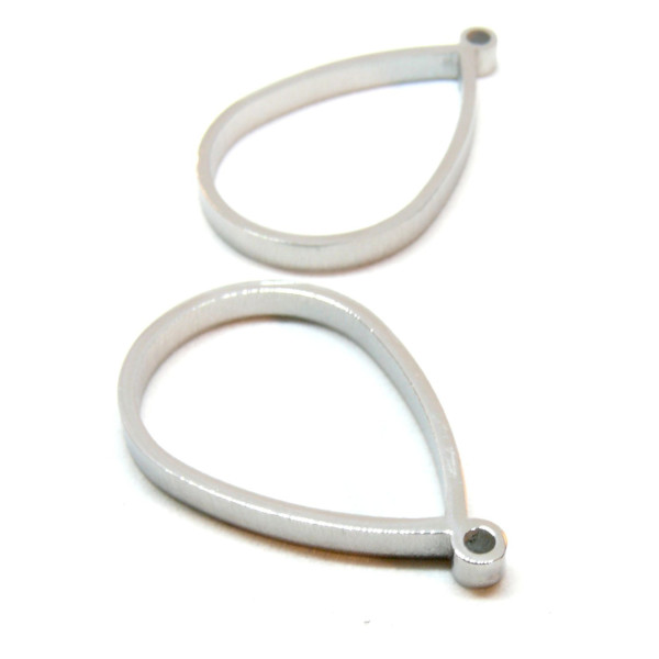 Pendentif forme Géométrique, Goutte, Acier Inoxydable 304 finition Argenté, pour inclusion Résine....