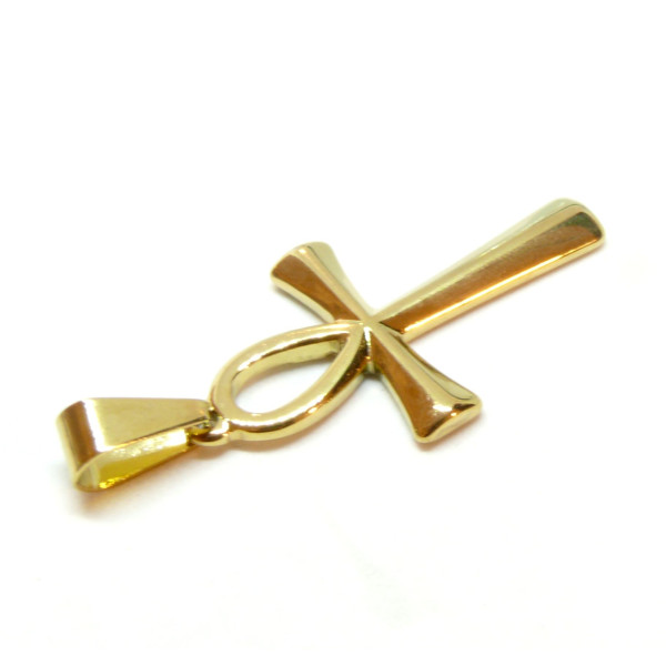 Pendentif avec bélière, Croix Égyptienne, Croix Ankh 44mm, Acier Inoxydable 304 finition Doré